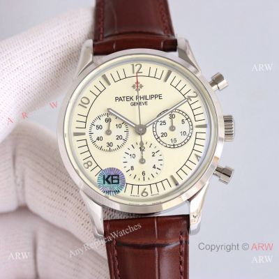 Swiss Copy Patek Philippe Complications Silvery Opaline Dial TW 7750 Chronograph Watches